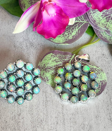 Sterling Silver Ethiopian Opal Cluster Pendant