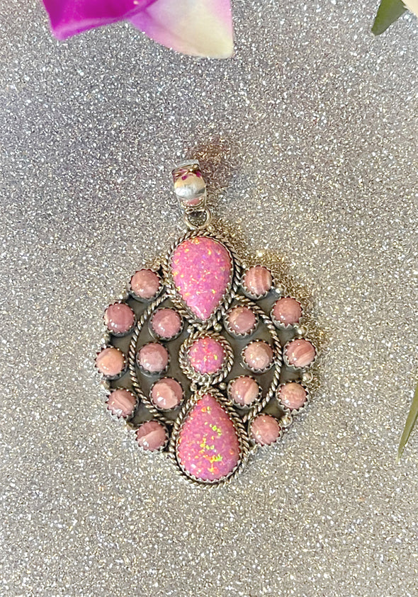 Sterling Silver Pink Opal/Rhodochrosite Custom Pendant