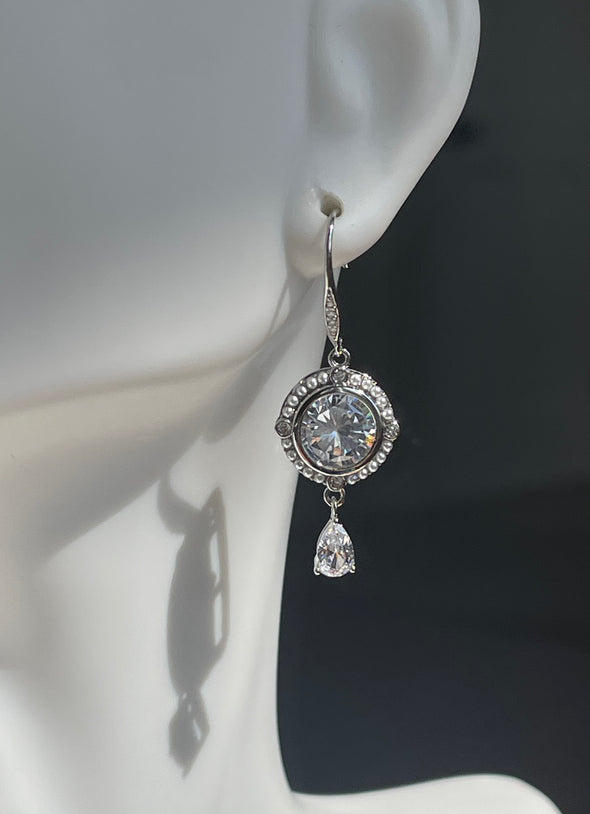 Pave Crystal Round Drop Earrings