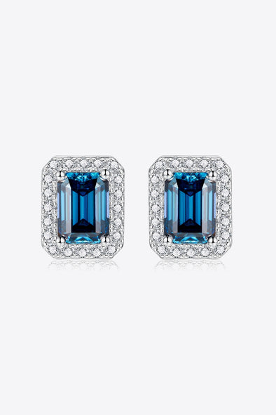 2 Carat Moissanite Stud Earrings in Indigo