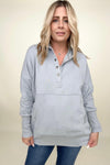 Batwing Sleeve Buttoned Hoodie with Pockets