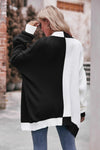 Contrast Open Front Dropped Shoulder Longline Cardigan