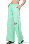 New Colors - Zenana French Terry Laser Cut Pants With Pockets