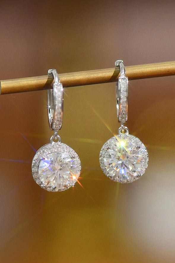 Moissanite Round Drop Earrings