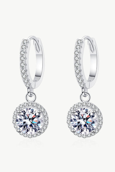 2 Carat Moissanite Round-Shaped Drop Earrings