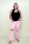 Risen Pink High Rise Destroyed Kick-Flare Jeans