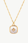 Inlaid Shell Square Pendant Necklace