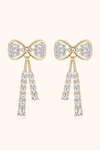1.12 Carat Moissanite 925 Sterling Silver Bow Earrings