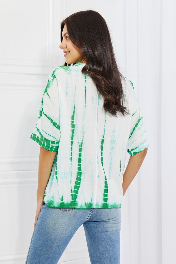 Sew In Love Beachy Keen Full Size Tie-Dye Collared Top