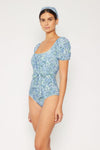 Marina West Swim Salty Air Puff Sleeve One-Piece in Blue