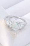925 Sterling Silver Opal and Zircon Ring