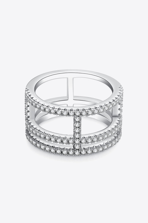 Moissanite Cutout Wide Ring