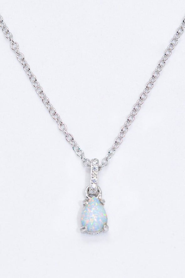 Opal Pendant 925 Sterling Silver Chain-Link Necklace