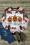 Round Neck Long Sleeve HAPPY HALLOWEEN Graphic Sweatshirt