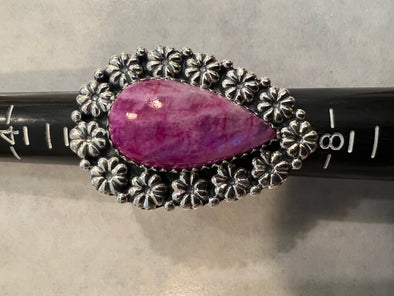 Sterling Silver Adjustable Back Artisan Pink Moonstone Flower Custom Rings