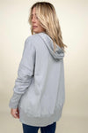 Batwing Sleeve Buttoned Hoodie with Pockets