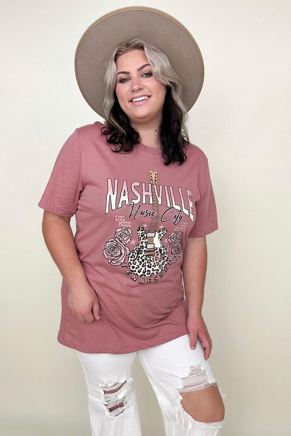 Haptics NASHVILLE MUSIC CITY Short Sleeve Knit Top