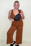 Round Neck Striped Sleeveless Wide Leg Jumpsuit