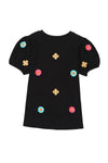 Embroidered Floral Puff Sleeve Tee