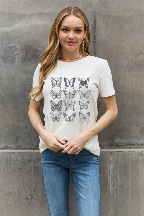 Simply Love Butterfly Graphic Cotton T-Shirt