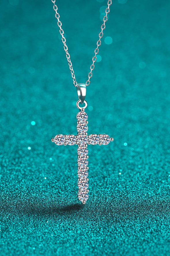 Moissanite Cross Pendant Chain Necklace