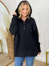 Batwing Sleeve Buttoned Hoodie with Pockets