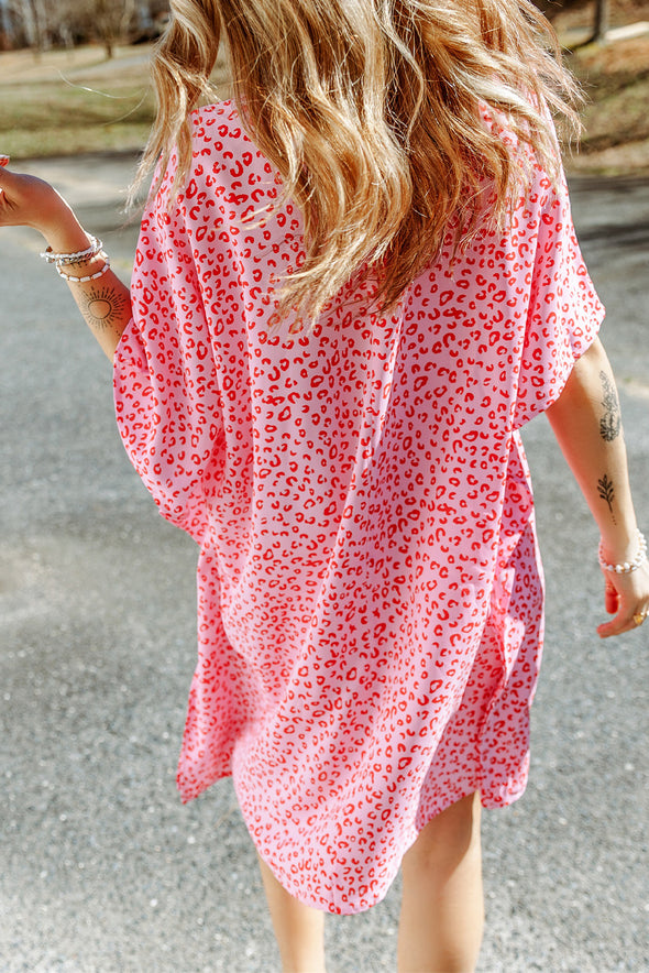 Leopard Print Tie Neck Dress