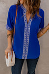 Embroidered V-Neck Top