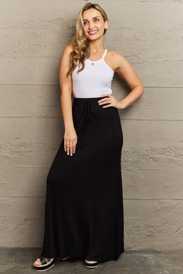 Culture Code For The Day Full Size Flare Maxi Skirt in Black