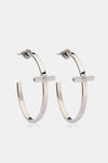 Stainless Steel Cross Hoop Earrings