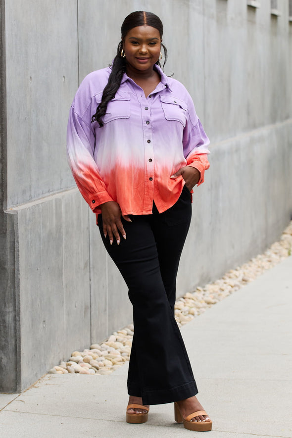 White Birch Relaxed Fit Tie-Dye Button Down Top