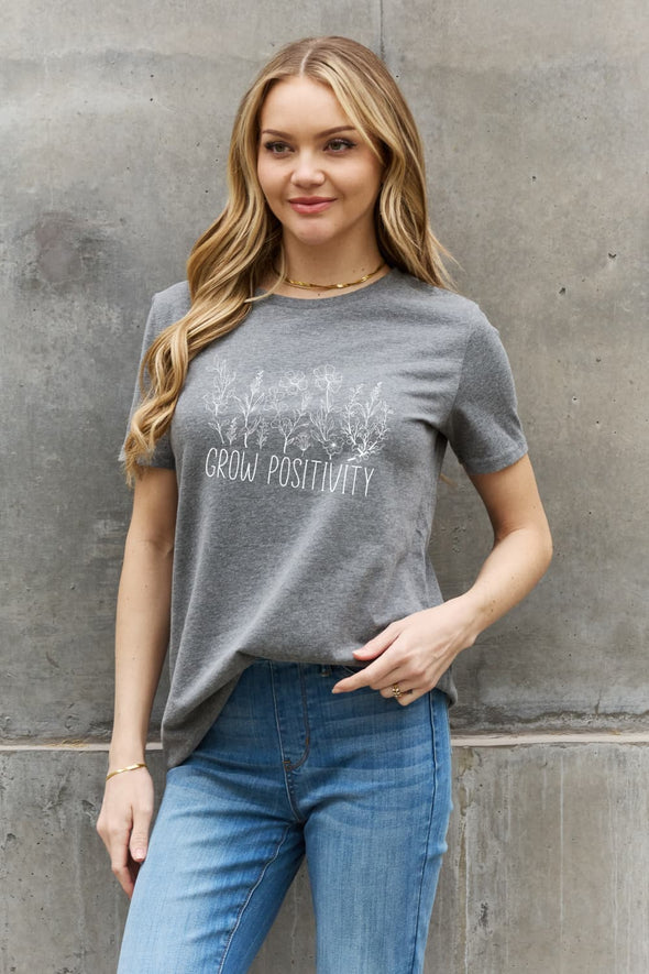 Simply Love GROW POSITIVITY Graphic Cotton Tee