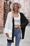 Contrast Open Front Dropped Shoulder Longline Cardigan