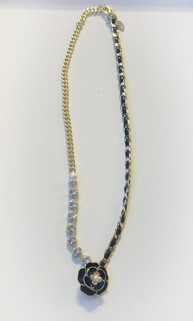 Enamel Pearl Flower Necklace