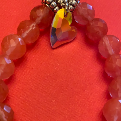 Strawberry Quartz With Aura Crystal Heart