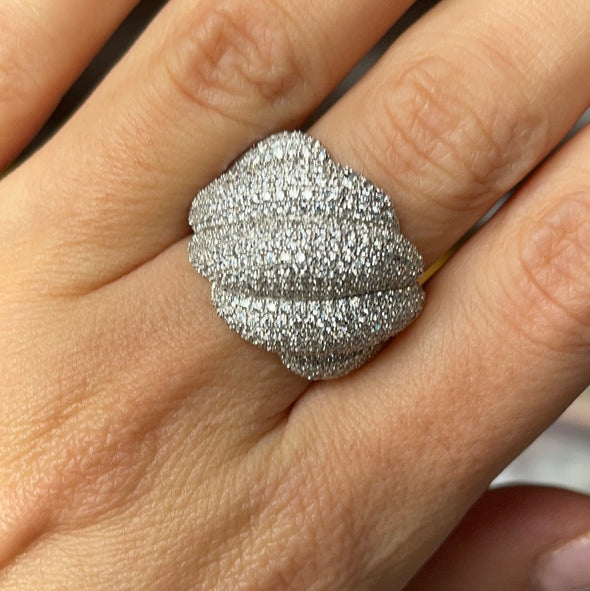 Sterling Silver Italian Cz Statement Ring