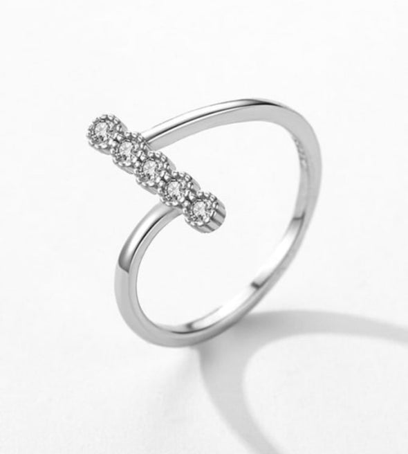 Sterling Silver CZ Vertical Boho Ring