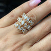 Sterling Silver Italian CZ Three Row Baguette Ring
