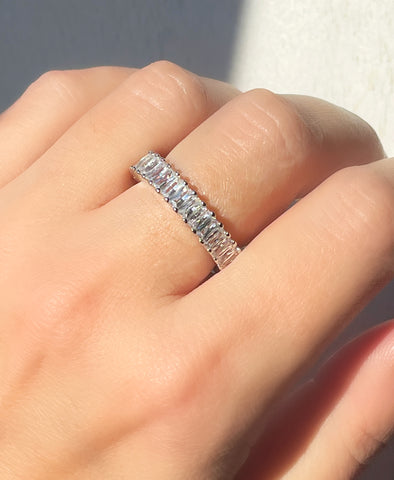 Sterling Silver Emerald Cut Eternity Band