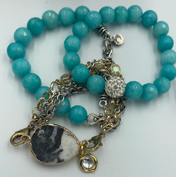 Teal Jasper Stack Bracelet Set