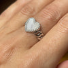 Sterling Silver Mother Of Pearl Heart Chain Ring