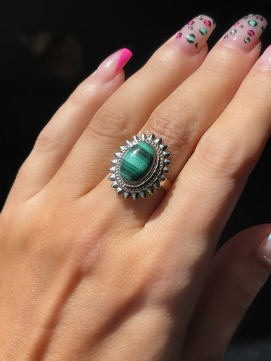 STERLING SILVER MALACHITE ARTISAN RING