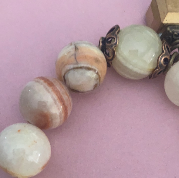 Tan Beaded Agate Bracelets