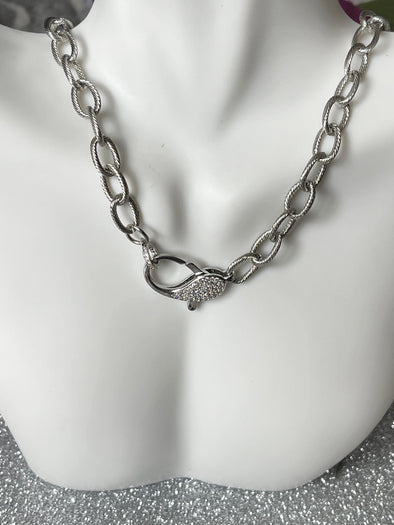Pave Textured Link Chain