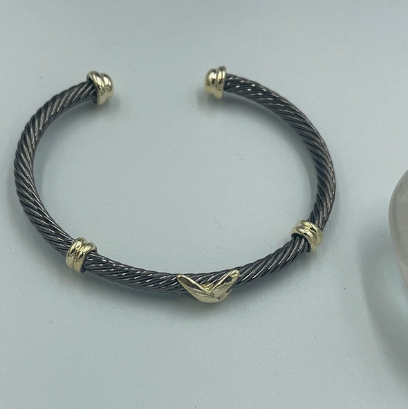 Gunmetal Open Gold Bangle