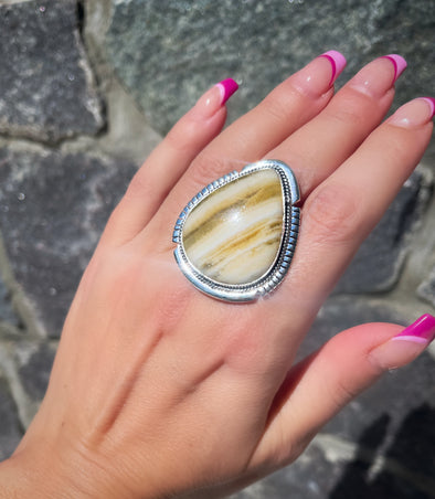 Sterling Silver Yellow Calcite Artisan Rings