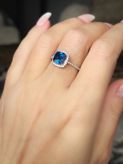 Sterling Silver Sapphire Crystal Dainty Ring