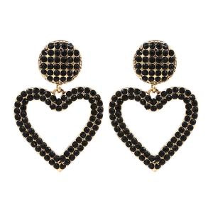 Gold/Black Heart Earrings