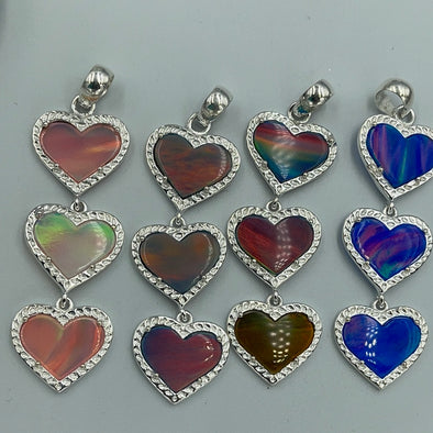 Sterling Silver Galaxy Opal Triple Heart Pendants