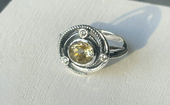 Sterling Silver Wire Wrap Artisan Gemstone Ring